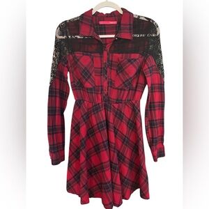 Pink Yotto Vintage Flannel& Lace Dress